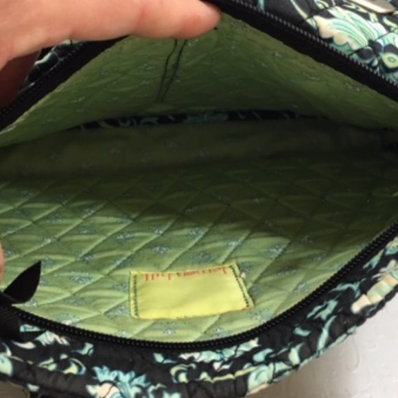 Lemon Hill Quilted Adjustable Cotton Shoulder Bag - Black/Blue/Green Floral - Picture 7 of 12